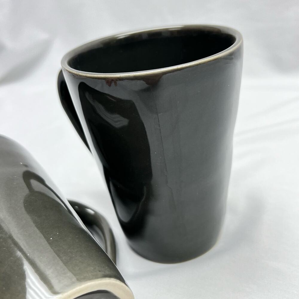 Crate & Barrel Portugal Rustic Ceramic Coffee Cups Dark Gray (2) - Picture 2 of 7
